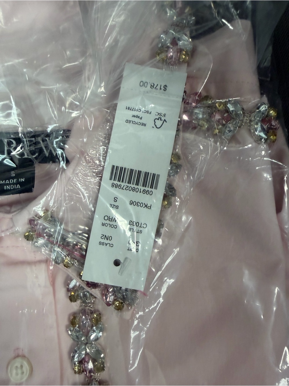 J Crew Étienne cropped button-up shirt in embellished cotton poplin Small CT063 - Picture 6 of 6